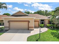 Beautiful single-story home featuring a three car garage and well maintained landscaping at 3828 Arbordale Ct, Leesburg, FL 34748