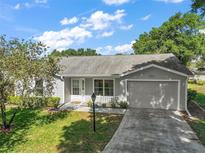 Charming single-story home with a well-manicured lawn, attached garage, and inviting front entrance at 4553 Belle Grv, Leesburg, FL 34748