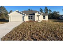 Charming single-story home with attached garage, manicured lawn and newly installed flower bed at 16487 Sw 55Th, Ocala, FL 34473