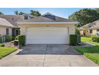 Attached garage with a clean, well-maintained door and concrete driveway at 236 Juniper Way, Tavares, FL 32778