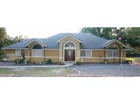 Charming single-story home with a well-manicured lawn and attractive front door at 10640 Parkway Dr, Clermont, FL 34711