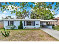 Charming single-story home featuring a well-kept front yard, covered carport, and freshly painted exterior at 2209 Hutchinson Ave, Leesburg, FL 34748