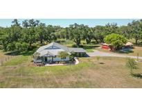 Expansive property featuring a charming home, mature trees, and a detached structure in a serene, rural setting at 602 Cr 489, Lake Panasoffkee, FL 33538
