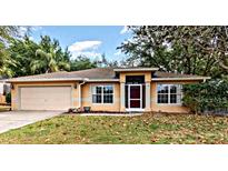 Charming single-story home featuring an attached garage and well-maintained landscaping in a suburban setting at 1307 Rain Forest Ln, Minneola, FL 34715