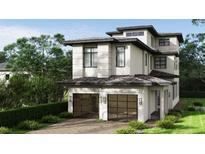 Modern two-story home with a two-car garage and neutral stucco exterior at 16142 Trivoli Cir, Bella Collina, FL 34756