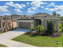 Charming single-Gathering home features a two-car garage, well-manicured lawn, and lush landscaping at 2675 Ridgetop Ln, Clermont, FL 34711