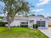Charming single-story home with well-maintained lawn and driveway, and a welcoming front entrance at 529 Valencia Pl, Lady Lake, FL 32159