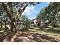 Charming home with arched entryway, lush landscaping, and a well-maintained lawn at 27011 Se Highway 42, Umatilla, FL 32784