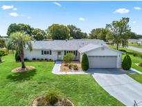 Charming single-story home with a well-manicured lawn, mature landscaping, and a two-car garage at 17819 Se 105Th Ct, Summerfield, FL 34491