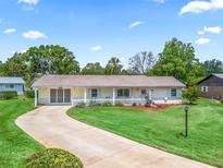 Charming single-story home with a well-manicured lawn, long driveway, and lovely curb appeal at 71 Stone Haven Ct, Leesburg, FL 34788