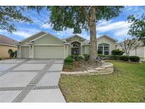 Charming single-story home featuring a well-manicured lawn and inviting curb appeal at 1828 Hollow Branch Way, The Villages, FL 32162