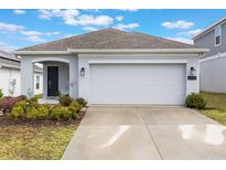 Charming single-story home with a well-manicured lawn and attached two-car garage at 6816 Perch Hammock Loop, Groveland, FL 34736