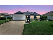 Charming single-story home with a well-manicured lawn and an attached two-car garage at 11287 Stewart Loop, Oxford, FL 34484