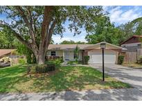 Charming single-story home with mature trees, well-manicured lawn, and attached garage at 209 Edgewood Dr, Clermont, FL 34711