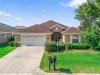 Charming single-story home with manicured lawn, mature landscaping, and a two-car garage at 10986 Se 171St Street Rd, Summerfield, FL 34491