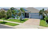 Charming single-story home featuring a well-maintained lawn, lush landscaping, and a two-car garage at 245 Blue Cypress Dr, Groveland, FL 34736