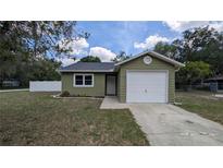 Charming single-story home with a well-maintained lawn and an attached one-car garage at 2718 Lorraine Dr, Leesburg, FL 34748