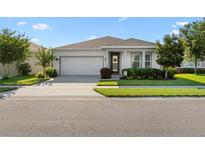 Charming single-story home with a well-manicured front lawn and attached two-car garage at 2928 Marlberry Ln, Clermont, FL 34714