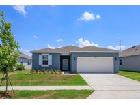 Charming single-story home with a well-manicured lawn and a two-car garage at 520 Silver Palm Dr, Haines City, FL 33844