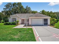 Charming one-story home featuring an attached garage and well-maintained landscaping at 206 Palermo Pl, Lady Lake, FL 32159