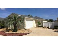 Charming single-story home with a well-maintained lawn, palm tree, and attached garage at 1041 Reidville Rd, The Villages, FL 32162