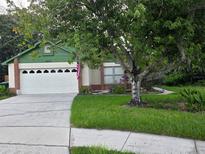 Charming single-Gathering home featuring a two-car garage and lush front yard with mature trees at 2842 Ithaca Ct, Orlando, FL 32826