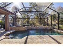 Screened pool area featuring a sun-drenched pool, elegant tile surround, and lush landscaping at 6656 Sw 179Th Court Rd, Dunnellon, FL 34432