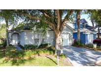 Charming single-story home with well-maintained lawn and mature trees providing shade and curb appeal at 2696 Hemingway Ave, Haines City, FL 33844