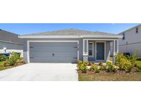 Charming single-story home featuring a gray exterior, well-manicured landscaping and a two-car garage at 3146 Laurel Oak Ln, Winter Haven, FL 33884