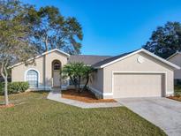 Tan one-story house with a two-car garage and manicured lawn at 3019 Chasewood Dr, Lakeland, FL 33810