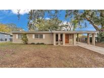 Ranch style home with a carport and well-maintained lawn at 1521 Avenue F Ne, Winter Haven, FL 33881