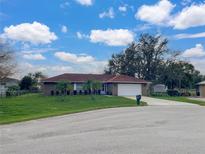 Charming single-story home with well-maintained lawn, palm trees, and a two-car garage at 2111 Groveglen S Ln, Lakeland, FL 33813