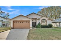 Charming single-story home with a well-maintained lawn, complemented by a two-car garage and neutral color scheme at 6224 Crane Dr, Lakeland, FL 33809