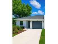 Charming single-story home featuring a well-manicured lawn and a gray garage door at 1253 Dosseywood Ln, Lakeland, FL 33811