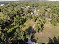 Expansive aerial view of a lush, green property, surrounded by mature trees and showcasing a serene, rural setting at 3233 Gardner Rd, Lakeland, FL 33810