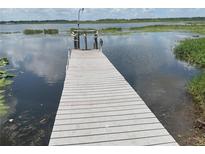 Lake view with dock extending into the water, enhancing the property's waterfront appeal at 427 Longfellow Blvd, Lakeland, FL 33801