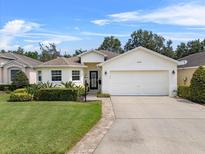 Charming single Gathering home with a well-manicured lawn, tidy landscaping, and a two-car garage at 6250 Silver Leaf Ln, Lakeland, FL 33813