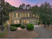 Charming two-story home with manicured landscaping, green shutters, and a cozy front porch at 143 Alfani St, Davenport, FL 33896