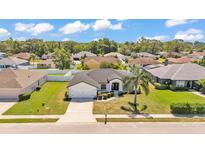 Charming single-story home with manicured lawn, mature palm tree, and inviting double-door entrance at 5458 Oakford Dr, Lakeland, FL 33812
