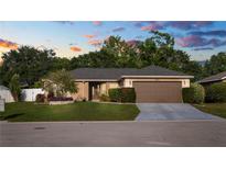 Charming single-story home featuring a well-manicured lawn, neutral paint, and a two-car garage at 8904 Pebblebrooke Dr, Lakeland, FL 33810