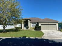 Charming single-story home featuring a well-maintained lawn and inviting front entrance at 8159 Woodvine Cir, Lakeland, FL 33810