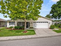 Charming single-story home featuring a well-manicured lawn, mature tree, and inviting curb appeal at 3370 Highland Fairways Blvd, Lakeland, FL 33810