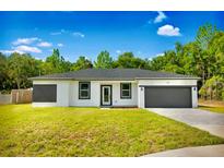 Charming single-story home featuring a well-manicured lawn and a gray two-car garage at 1683 Sw 3Rd St, Ocala, FL 34471