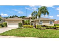 Charming home with lush landscaping, mature palm tree, and well-maintained lawn at 6757 High Grove Dr, Lakeland, FL 33813