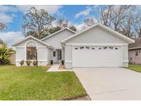 Newly renovated one-story home with a two-car garage and well-maintained lawn at 3441 Gaveson Ct, Port Orange, FL 32129