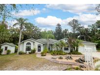 Charming single-story home with lush landscaping and a stone pathway leading to the front door at 2576 Shilo Glynn Ln, New Smyrna Beach, FL 32168