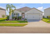 Charming single-story home with a well-manicured lawn, a two-car garage, and a palm tree at 2943 Gibraltar Blvd, New Smyrna Beach, FL 32168