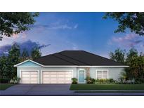 Charming single-story home featuring a two-car garage, stone accents, and a beautifully landscaped front yard at 1911 Lime Tree Dr, Edgewater, FL 32141