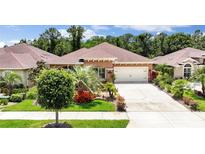 Charming single-story home featuring lush landscaping, a well-maintained lawn, and a two-car garage at 3376 Leonardo Ln, New Smyrna Beach, FL 32168