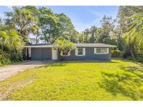 Charming single-story home with a well-maintained lawn and mature trees at 431 Palmetto St, Edgewater, FL 32132